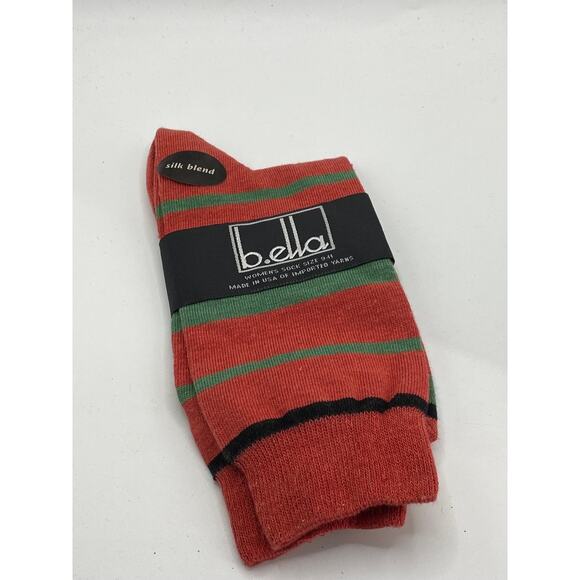 B.ELLA Women's Orange-Green Striped Knit Cotton-Blend Taryn Crew Socks SZ OS - Picture 1 of 7